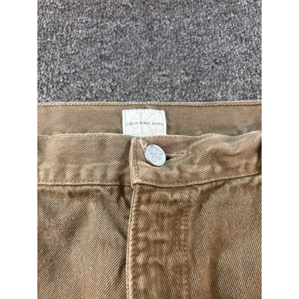 Calvin Klein Jeans Mens 38x29 Khaki Tan Cotton Straight Leg Denim Pants 0039 - Picture 5 of 8